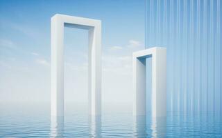 Water surface with geometry frame, 3d rendering. photo