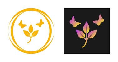 Butterflies over Plants Vector Icon