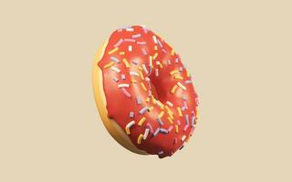 Sweet donuts, bakery dessert, 3d rendering. photo