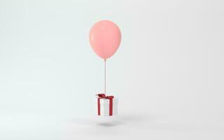 A balloon and present with white background, 3d rendering. photo