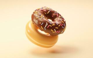 Sweet donuts, bakery dessert, 3d rendering. photo