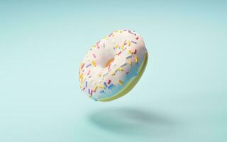 Sweet donuts, bakery dessert, 3d rendering. photo