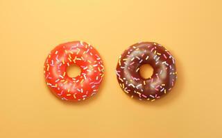 Sweet donuts, bakery dessert, 3d rendering. photo