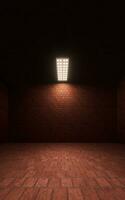 Empty room with brick wall, 3d rendering. photo