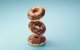 Sweet donuts, bakery dessert, 3d rendering. photo