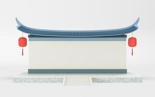 Empty signboard wall, Chinese retro style, 3d rendering. photo