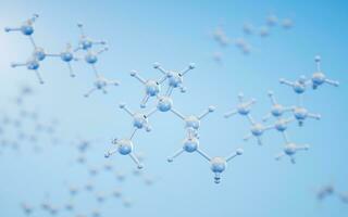 Chemical molecule with blue background, 3d rendering. photo