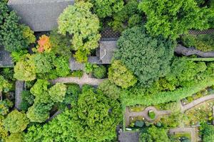 Aerial of Ancient traditional garden, Suzhou garden, in China. photo