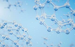 Chemical molecule with blue background, 3d rendering. photo