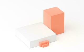 Empty object cubes with white background, 3d rendering. photo