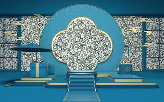 Empty room in Chinese style, 3d rendering. photo