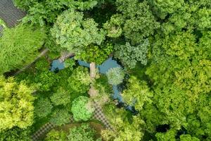 Aerial of Ancient traditional garden, Suzhou garden, in China. photo