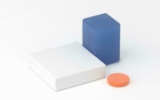 Empty object cubes with white background, 3d rendering. photo