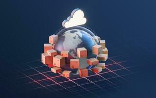 Cloud computing and commodity logistics, 3d rendering. photo