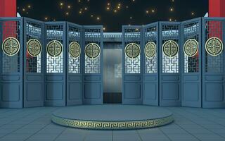 Empty product stage with traditional style background, 3d rendering. photo