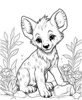 Hyena coloring page for kids vector