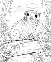 Hyrax jungle coloring page vector illustration