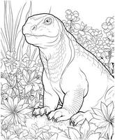 komodo dragon coloring page for adults vector