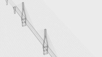 bosquejo líneas de suspensión puente, 3d representación. foto