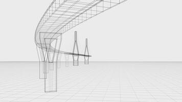 bosquejo líneas de suspensión puente, 3d representación. foto