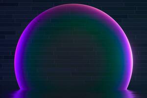 Purple bubble on the floor with dark background, 3d rendering. photo