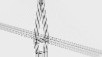 Sketch lines of suspension bridge, 3d rendering. photo