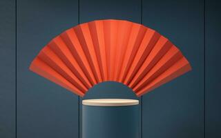 Blank fan with red background, 3d rendering. photo