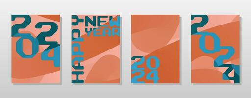 2024 Happy New Year  abstract textured poster set vector