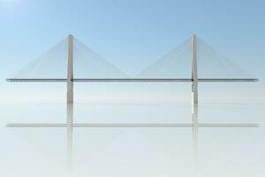 Suspension bridge with white bridge, 3d rendering photo