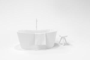 Cartoon bathtub with white background, 3d rendering. photo