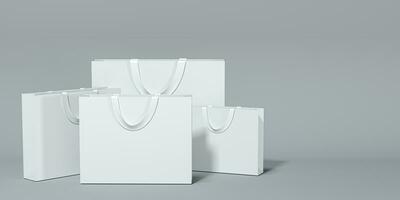papel compras bolsa, producto embalaje, 3d representación. foto