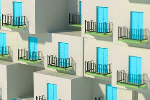 Balcony structure outside the building, 3d rendering. photo