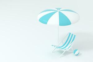 Sunshade, beach chair with orange background, 3d rendering. photo