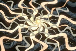 Rotation spiral curve with golden curve, abstract and sacred background, 3d rendering. photo