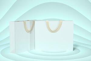 Paper shopping bag, product packaging, 3d rendering. photo