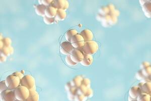 Atom spheres with cyan organic background, 3d rendering. photo