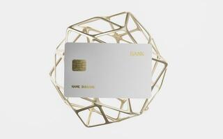 Polygonal frame and bank card, 3d rendering. photo