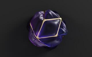 Purple cloth in the gold frame, 3d rendering. photo