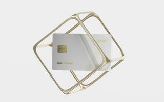 Polygonal frame and bank card, 3d rendering. photo