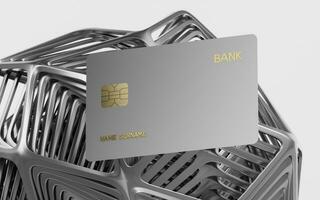 Polygonal frame and bank card, 3d rendering. photo