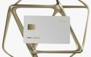 Polygonal frame and bank card, 3d rendering. photo