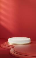 Empty stage with red Chinese style background, 3d rendering. photo