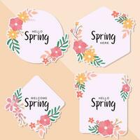 Modern spring floral label collection vector