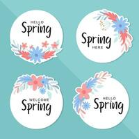 Modern spring floral label collection vector