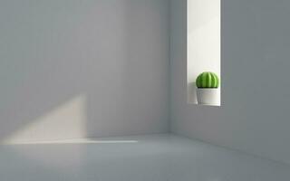 Cactus and empty room, 3d rendering. photo