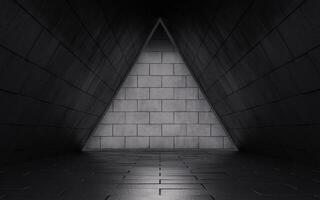 Dark tunnel with brick wall, 3d rendering. photo
