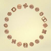 Chocolate biscuits with different shapes, 3d rendering. photo