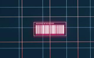 Bar code with black background, 3d rendering. photo