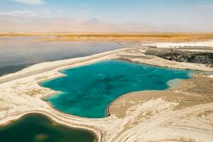 Aerial of salt lakes, natural landscape in Qinghai, China. photo