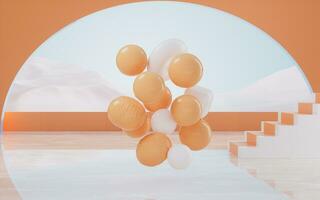 Soft balls, creative geometric background, 3d rendering. photo